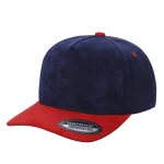 SUEDE HAT - 5 Panel - NAVY/RED
