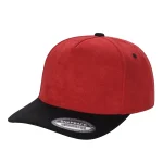 SUEDE HAT - 5 Panel - RED/BLACK