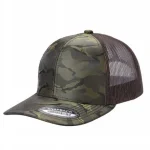6 Panel Trucker Mesh Snapback - CAMO/OLIVE