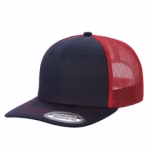 6 Panel Trucker Mesh Snapback - Navy/red