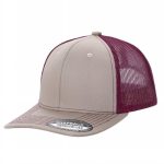6 Panel Trucker Mesh Snapback - Khi/burgundy