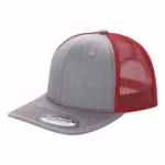 6 Panel Trucker Mesh Snapback - H.grey/red