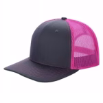 6 Panel Trucker Mesh Snapback - Charcoal/n.pink