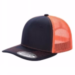6 Panel Trucker Mesh Snapback - Navy/n.orange